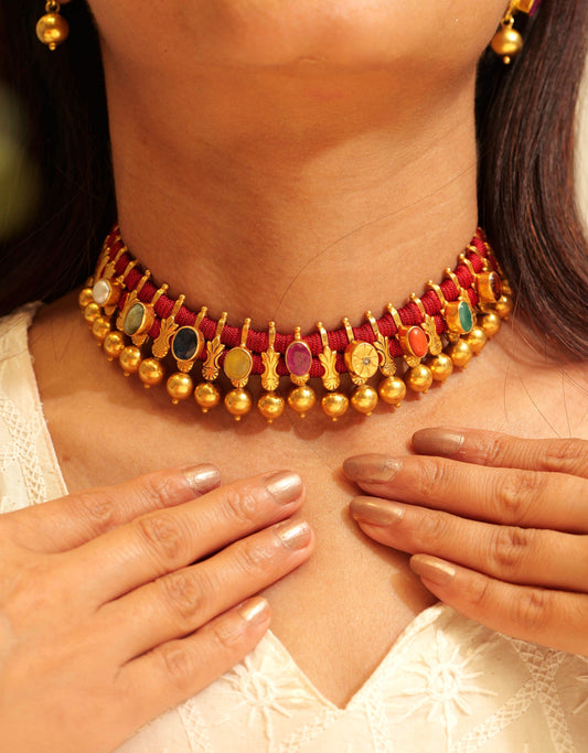 Anokhi Navratna Bead Choker Set