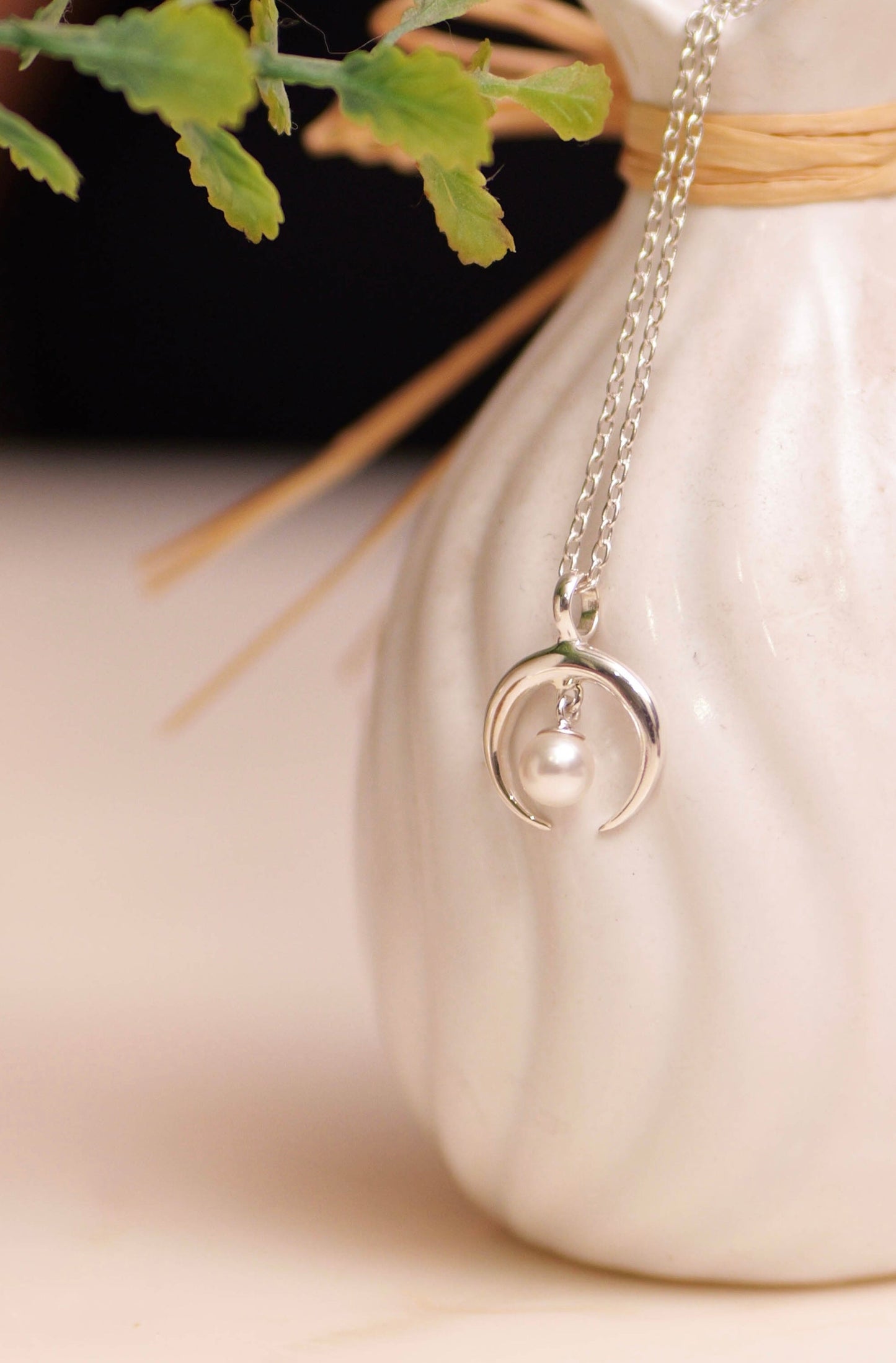 Aadhya Pearl Crescent Necklace