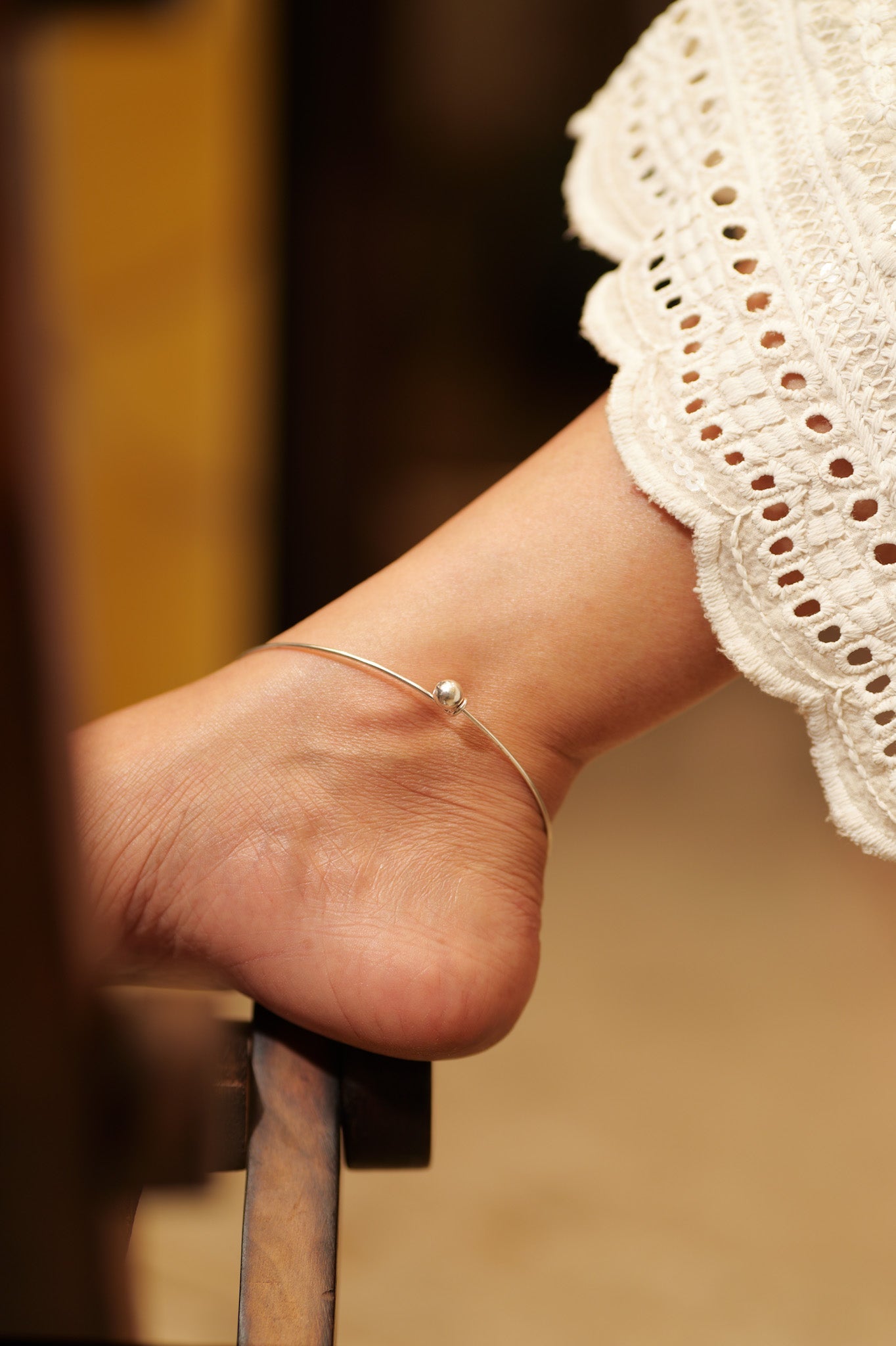 Aadhya Single Bead Classic Ankle Kada