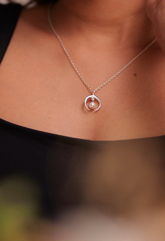 Aadhya Pearl Crescent Necklace