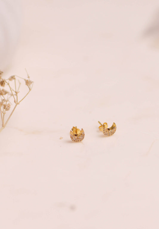 Celeste Diamond Moon Studs