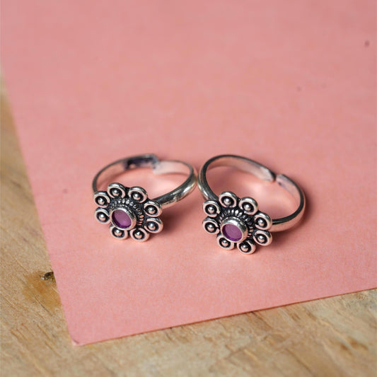 Anokhi Pink Flower Toe Ring