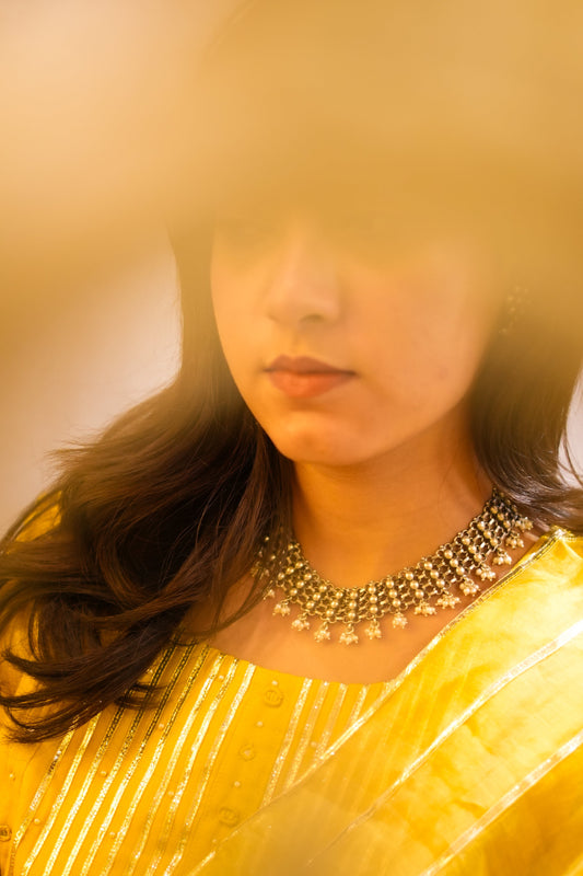 Virasat Intricate Jali Pearl Drop Choker