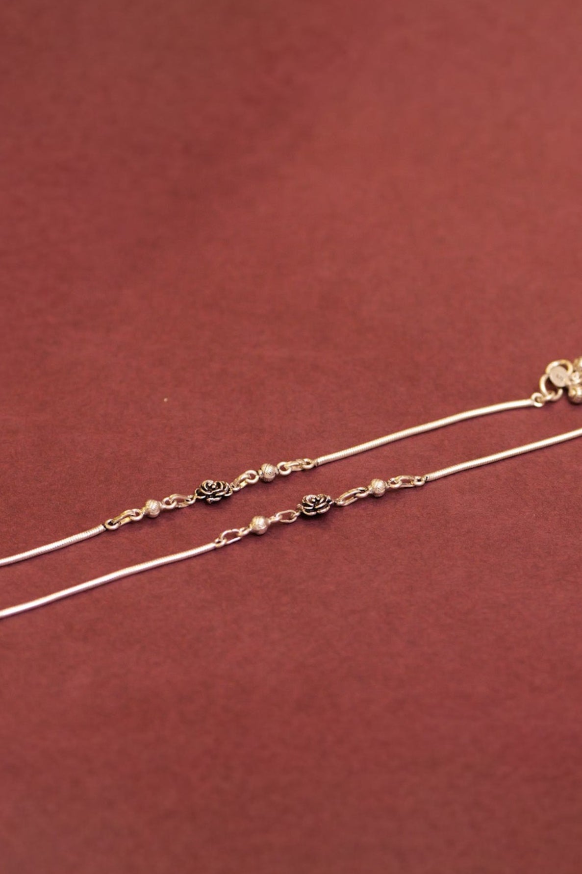 Anokhi Rose Flower Chain Anklet Pair
