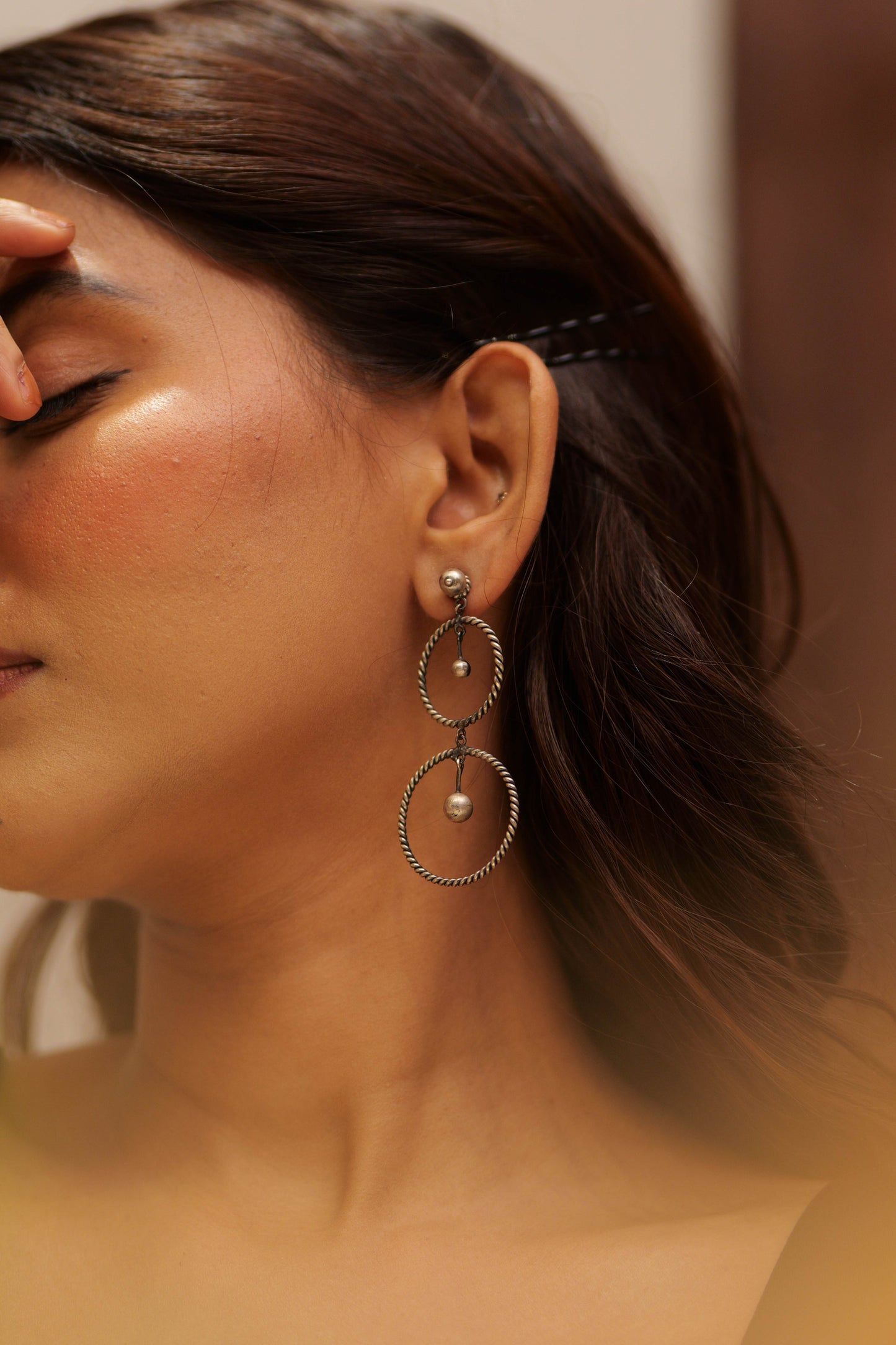 Anaya Dual Hoop Beads Earrings