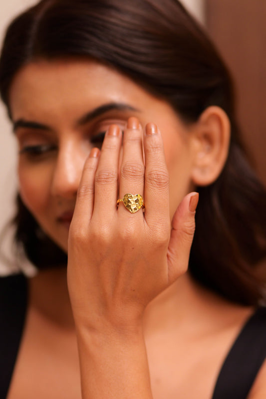 Aadhya Hammered Heart Ring