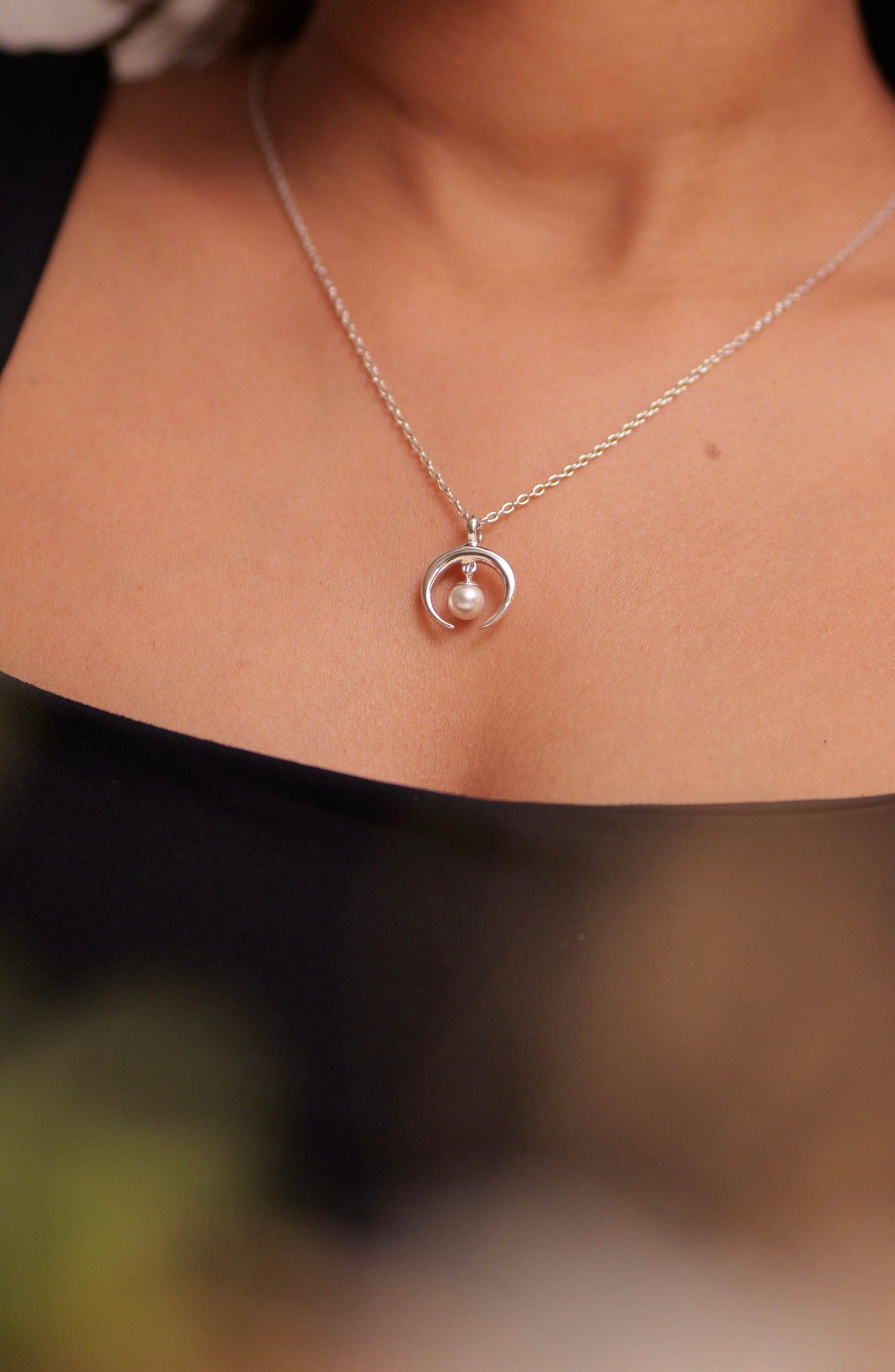 Aadhya Pearl Crescent Pendant