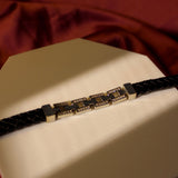 Men's Brickwork Linked Leather Bracelet