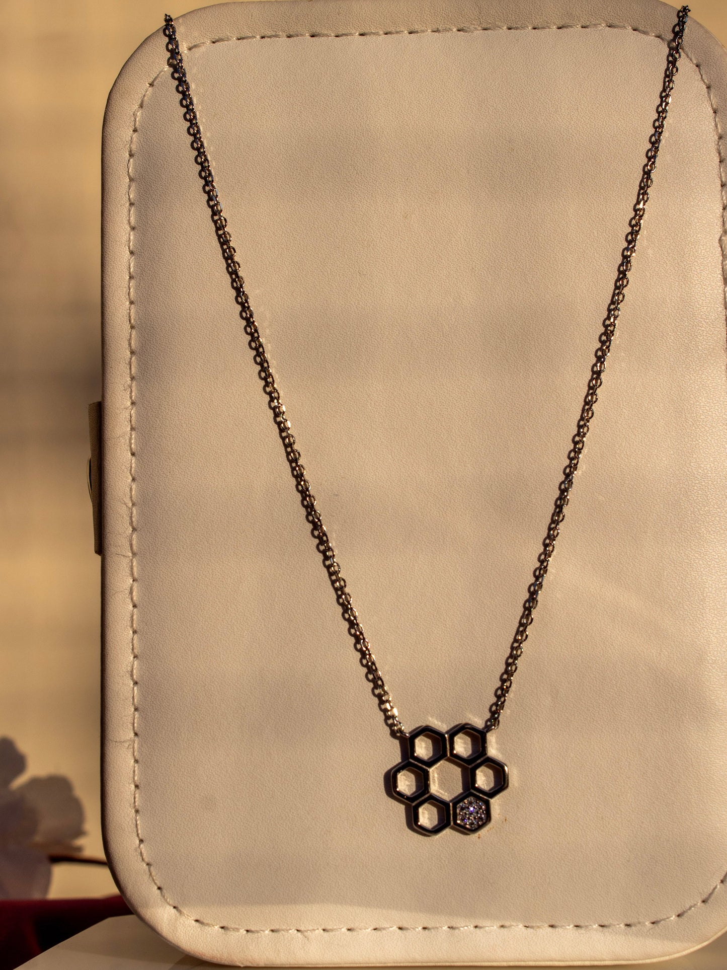 Silver Crystal Honeycomb Necklace