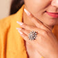 Mishi Flower Detailing Embossed Ring