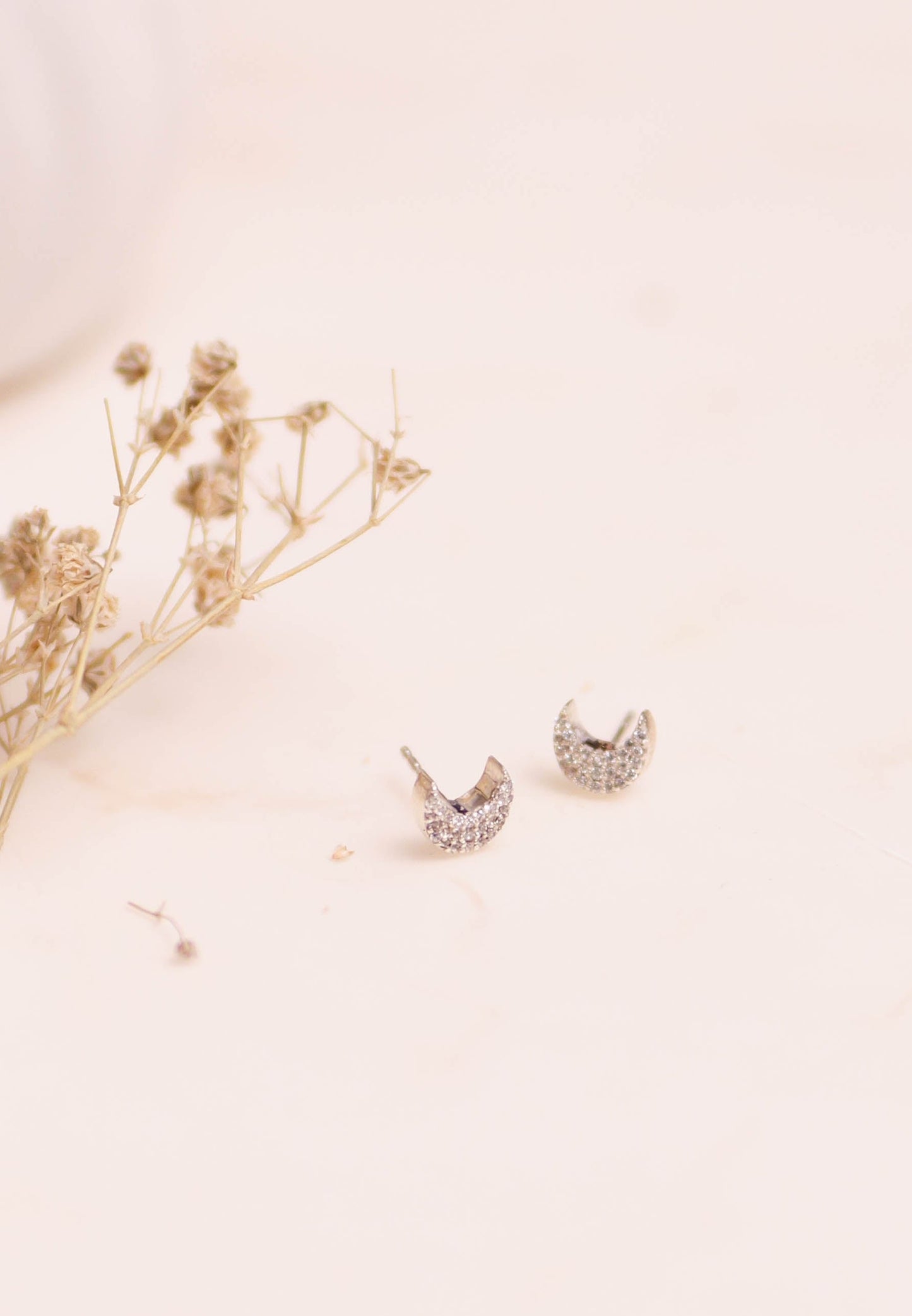 Celeste Diamond Moon Studs