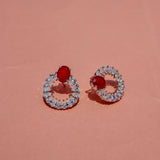 Silver Zara Ruby Radiance Hoops