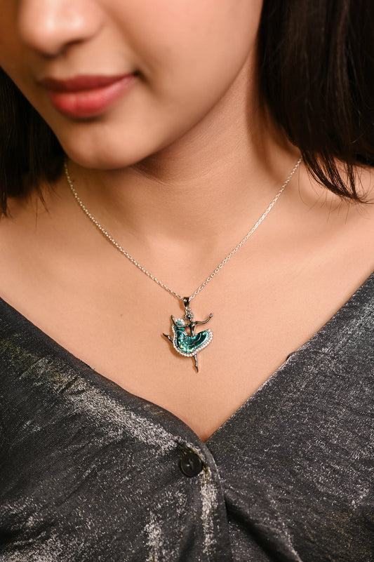 Silver Classic Dancing  Ballerina Necklace