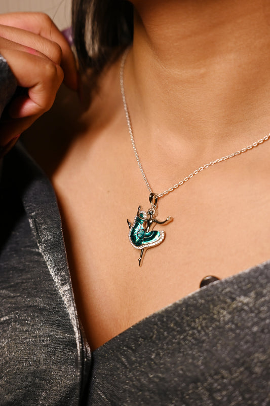 Silver Classic Dancing  Ballerina Necklace