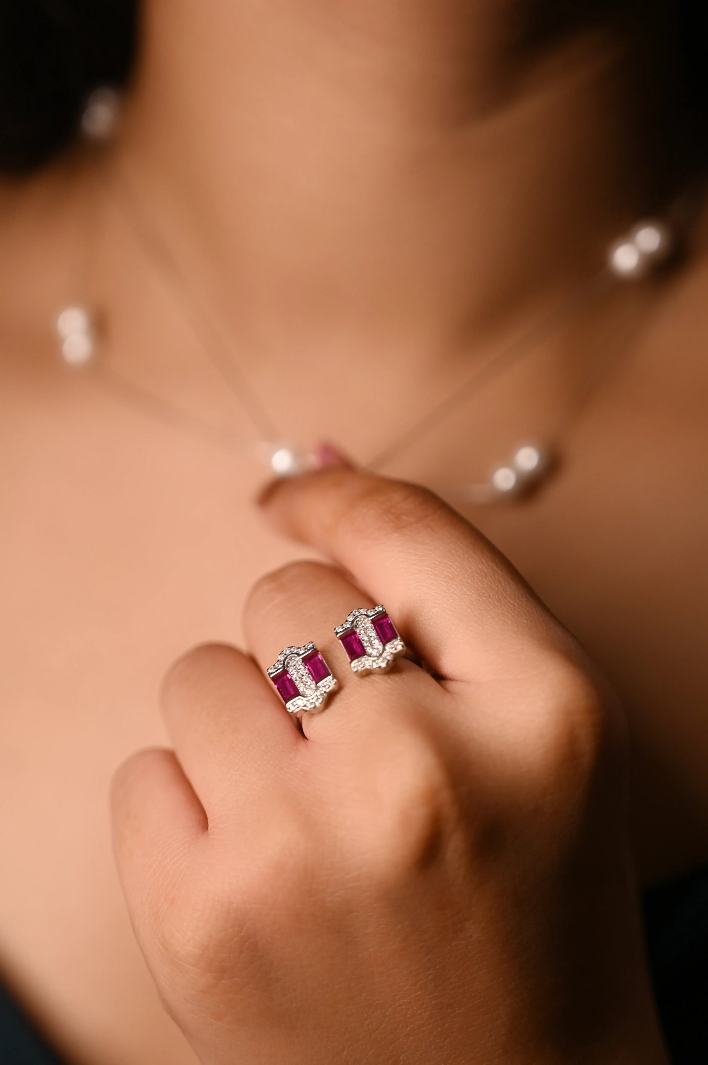 Silver Ruby Glint Ring