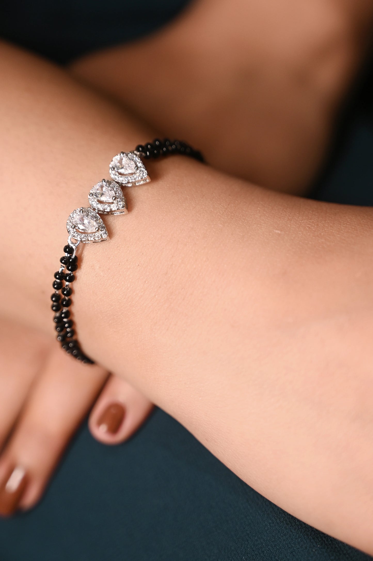 Aadhya Triple Zircon Silver Mangalsutra Bracelet