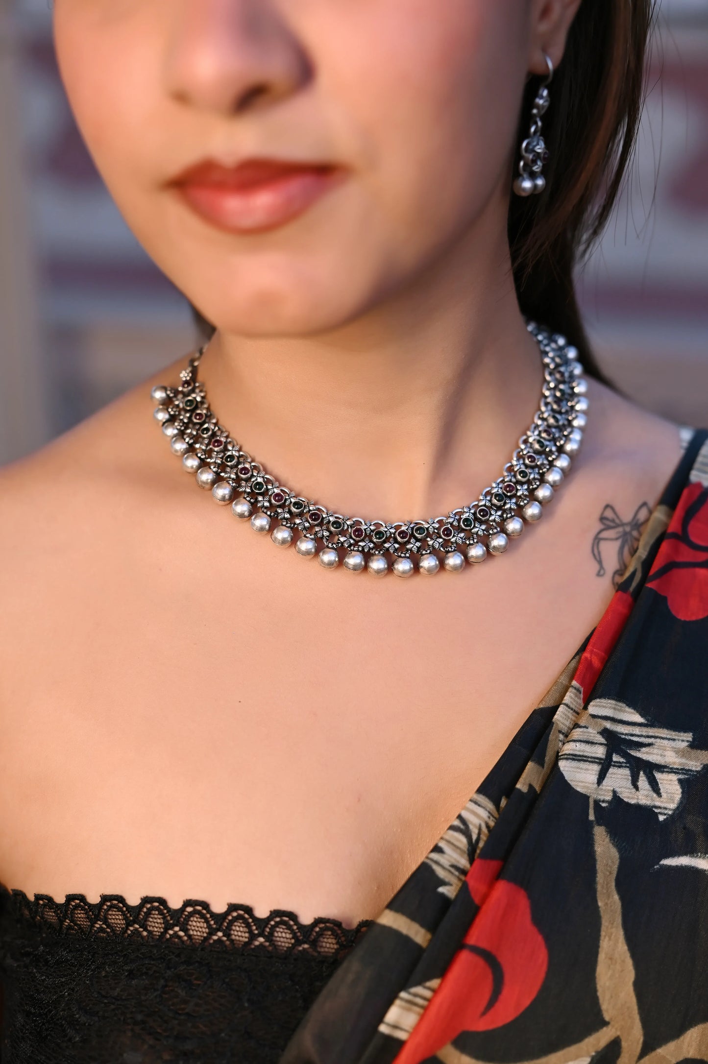 Virasat Jadau Multicolour Ball Statement Choker Set
