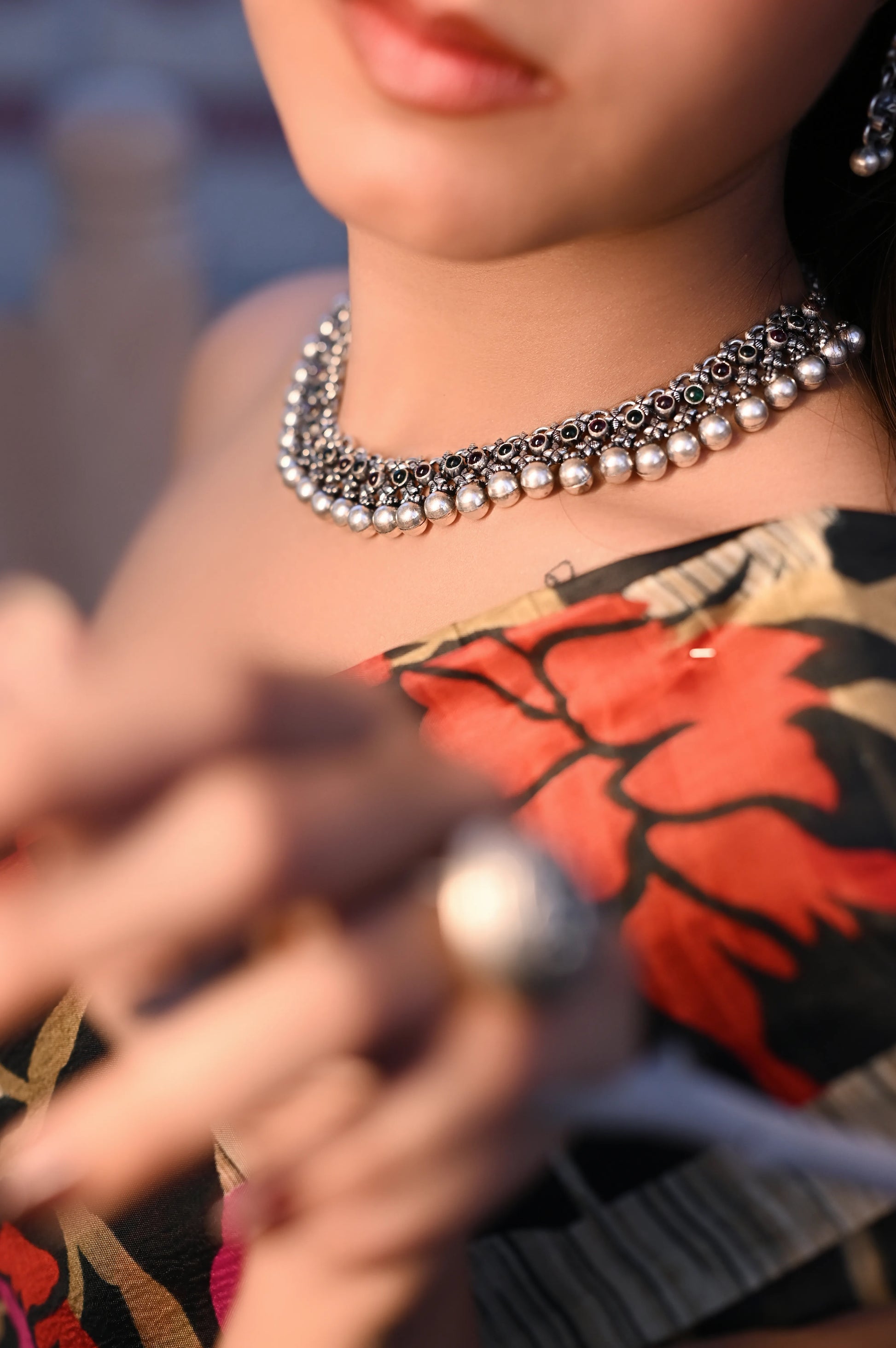 Virasat Jadau Multicolour Ball Statement Choker Set
