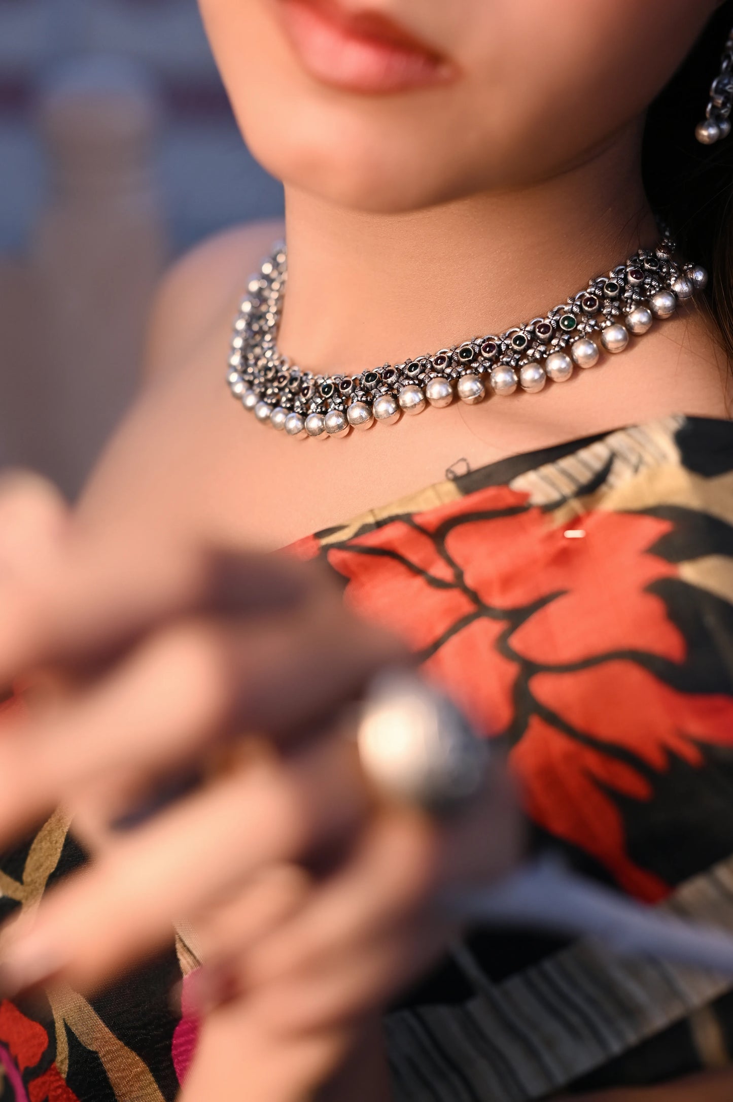 Virasat Jadau Multicolour Ball Statement Choker Set
