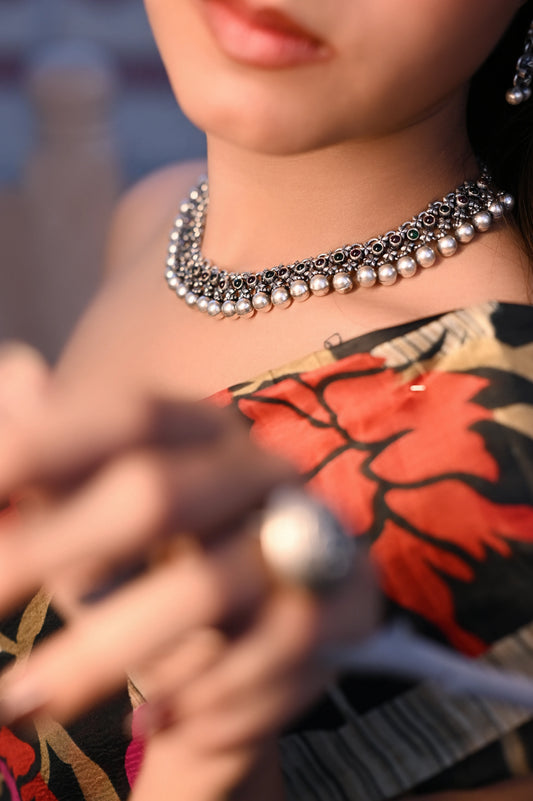 Virasat Jadau Multicolour Ball Statement Choker Set
