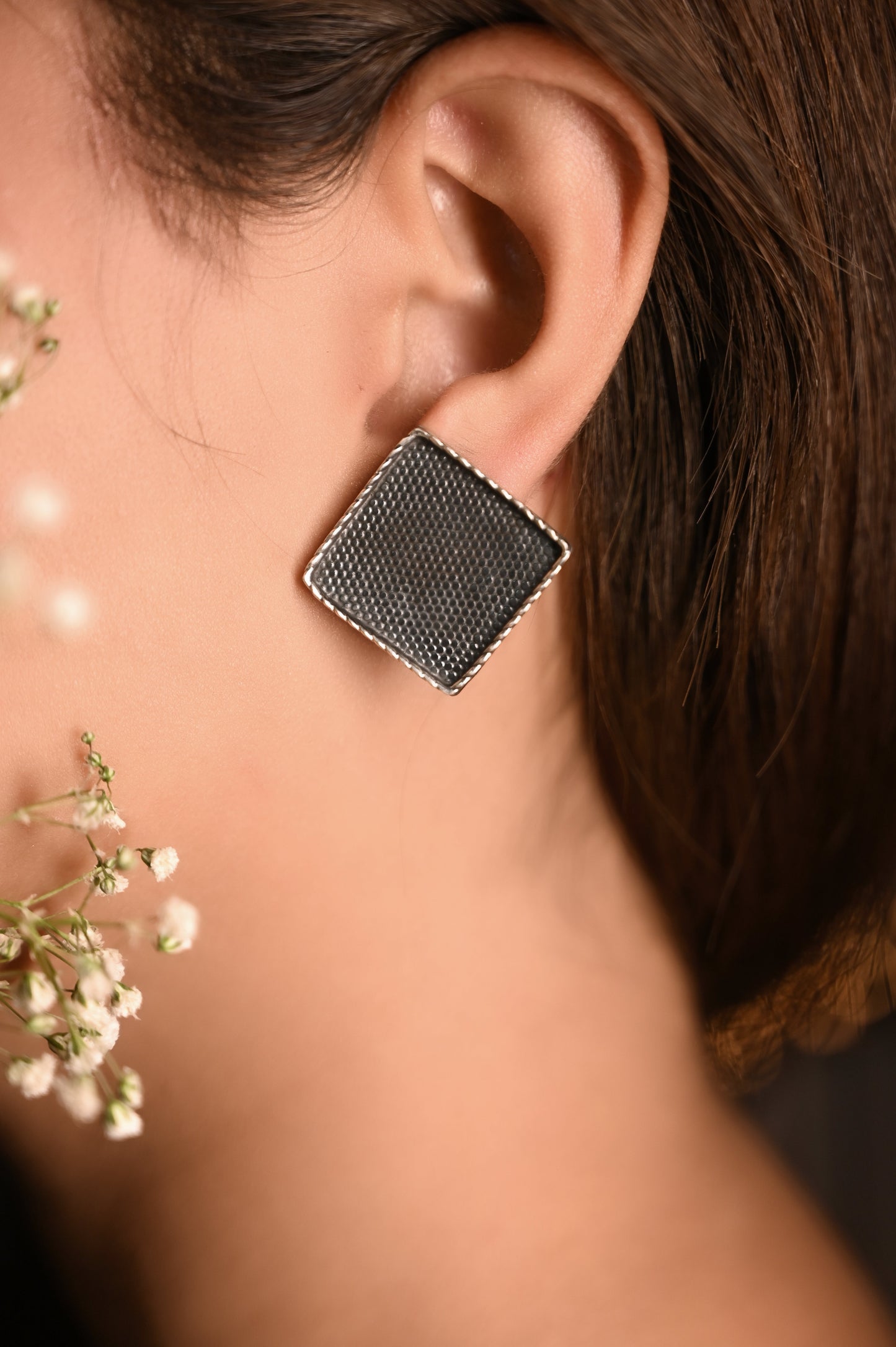 Aadhya Embossed Square Stud Earring
