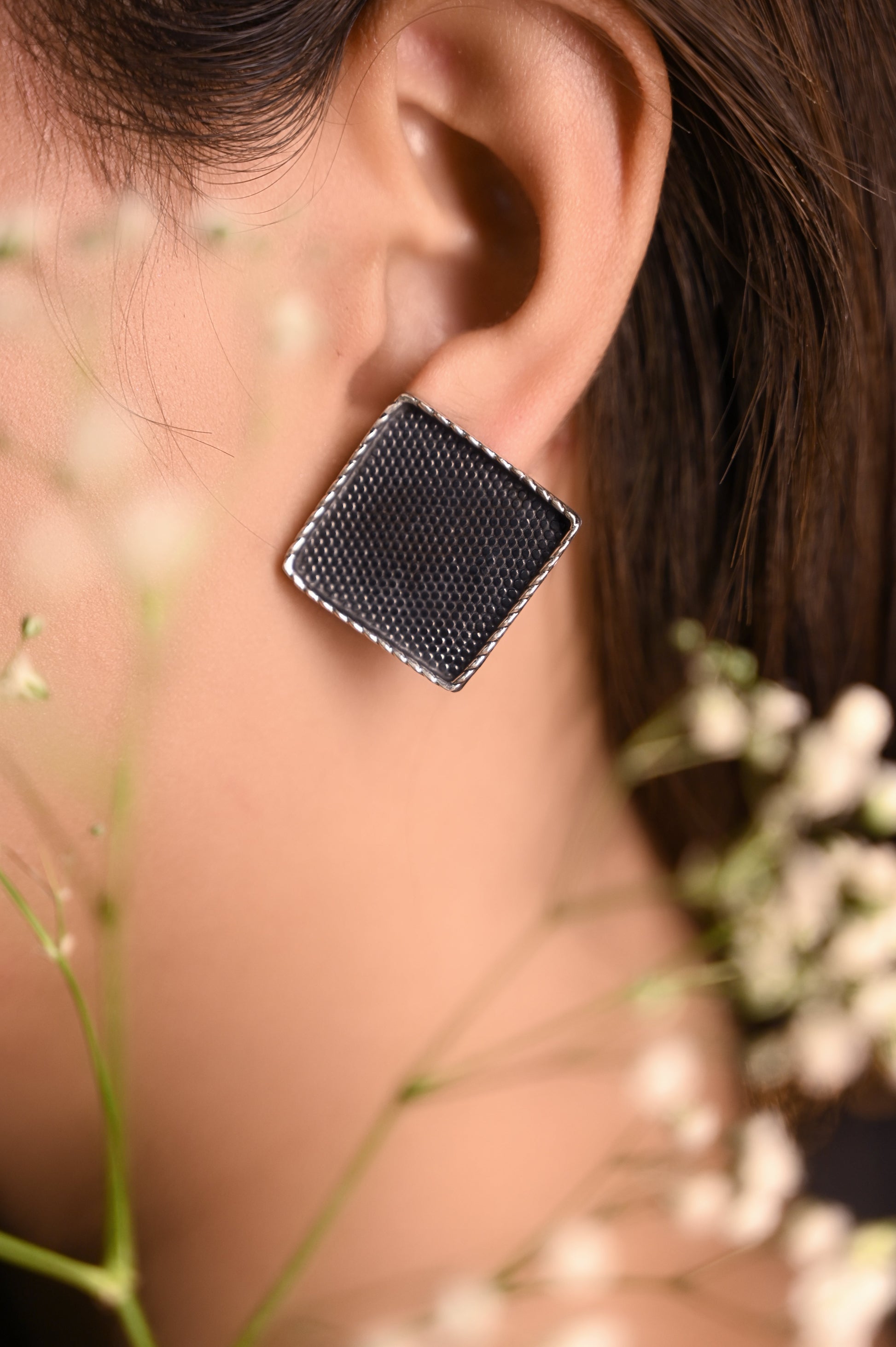Aadhya Embossed Square Stud Earring
