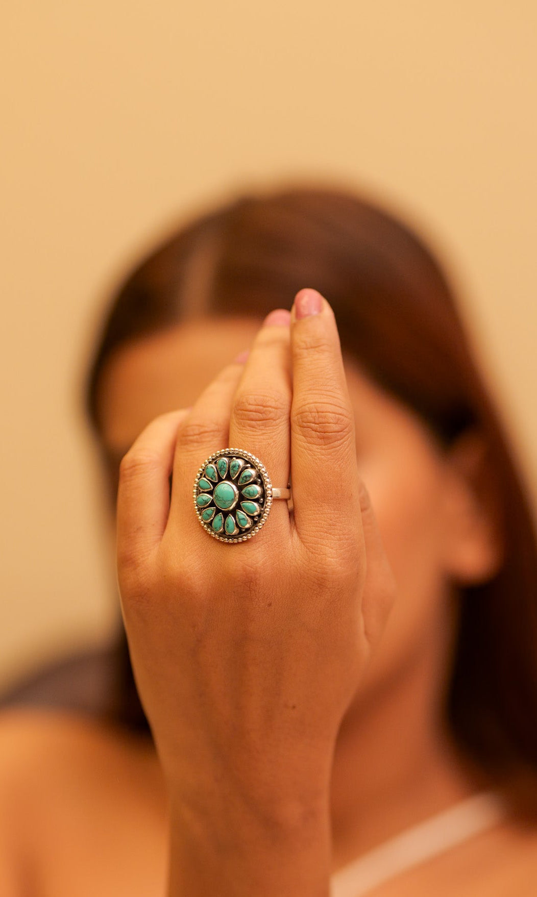 Anokhi Intricate Floral Turquoise Ring