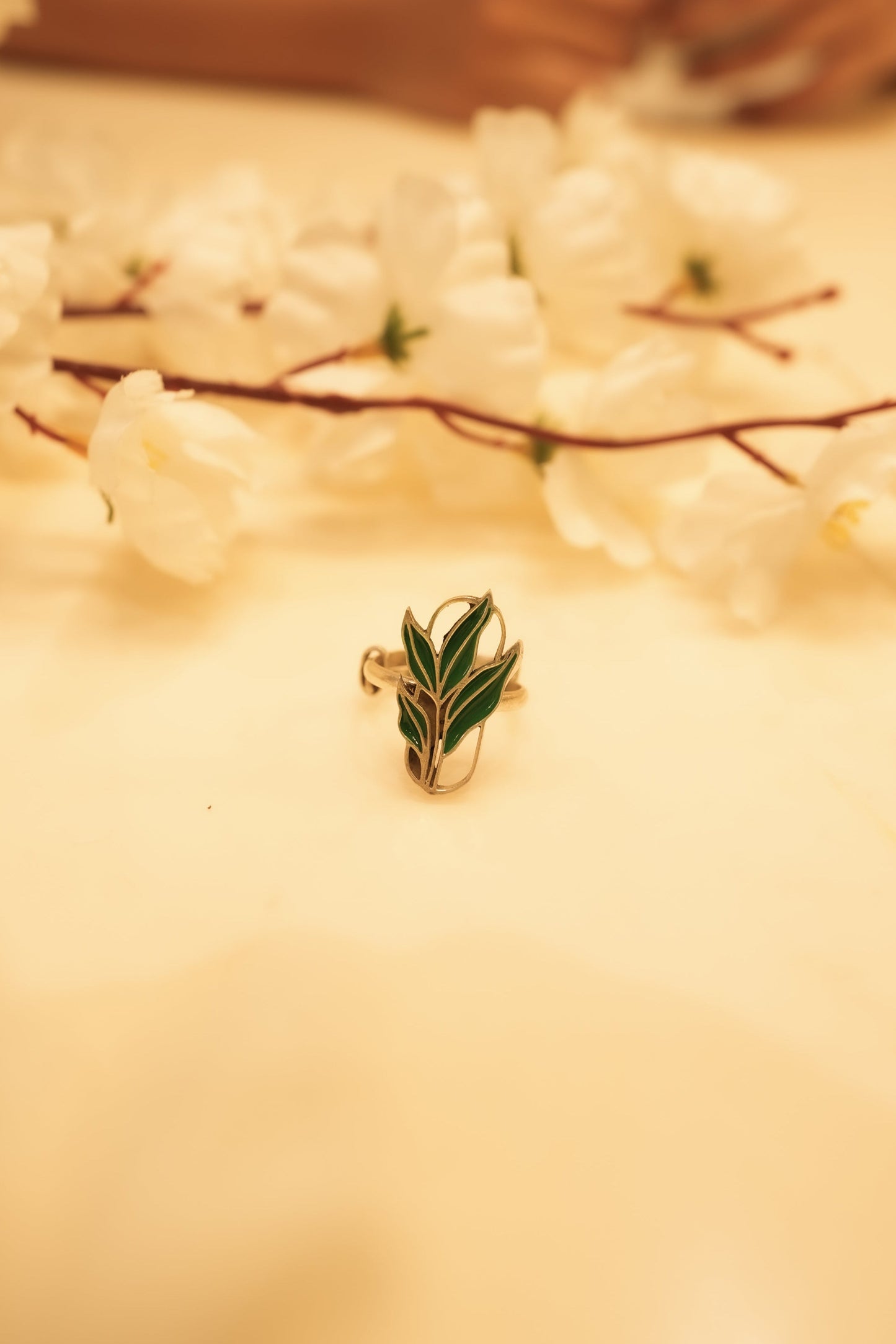 Aadhya Leaf Enamel Ring