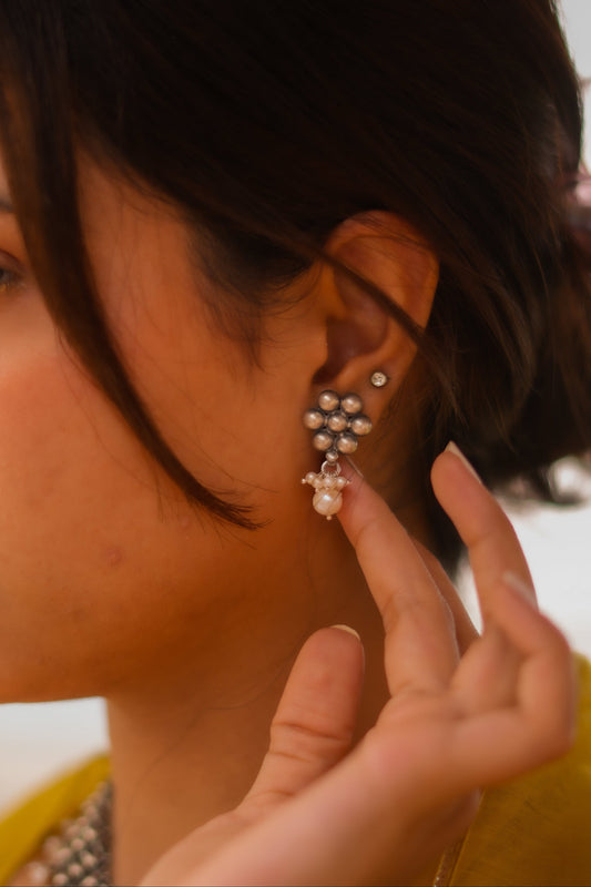 Virasat Floral Pearl Drop Earring