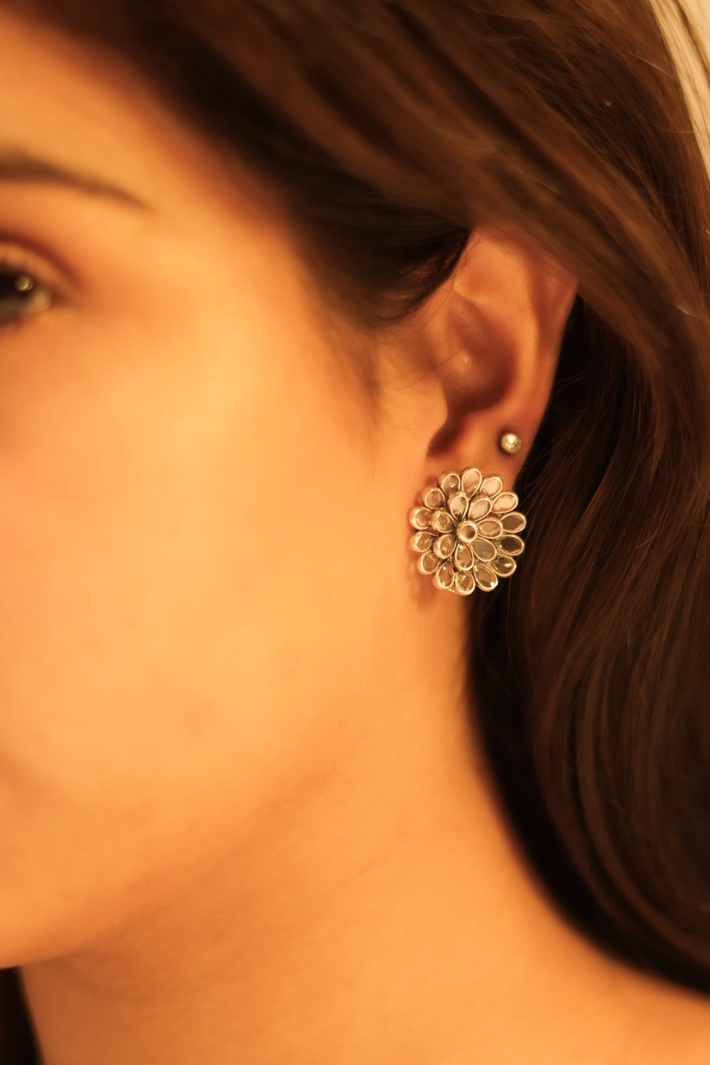 Lustre Flower Twinkling Necklace Ring Set