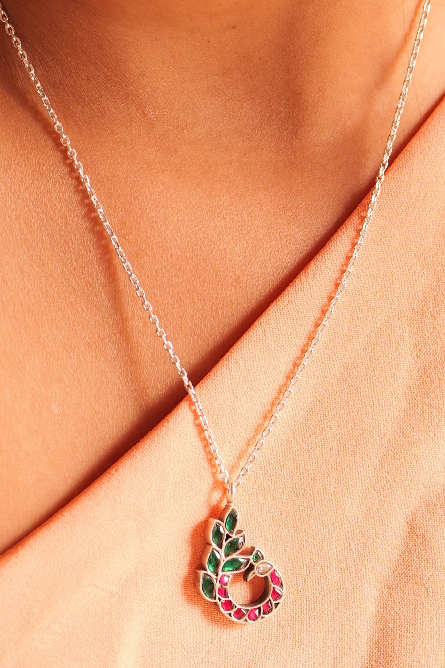 Essence Graceful Peacock Kundan Necklace