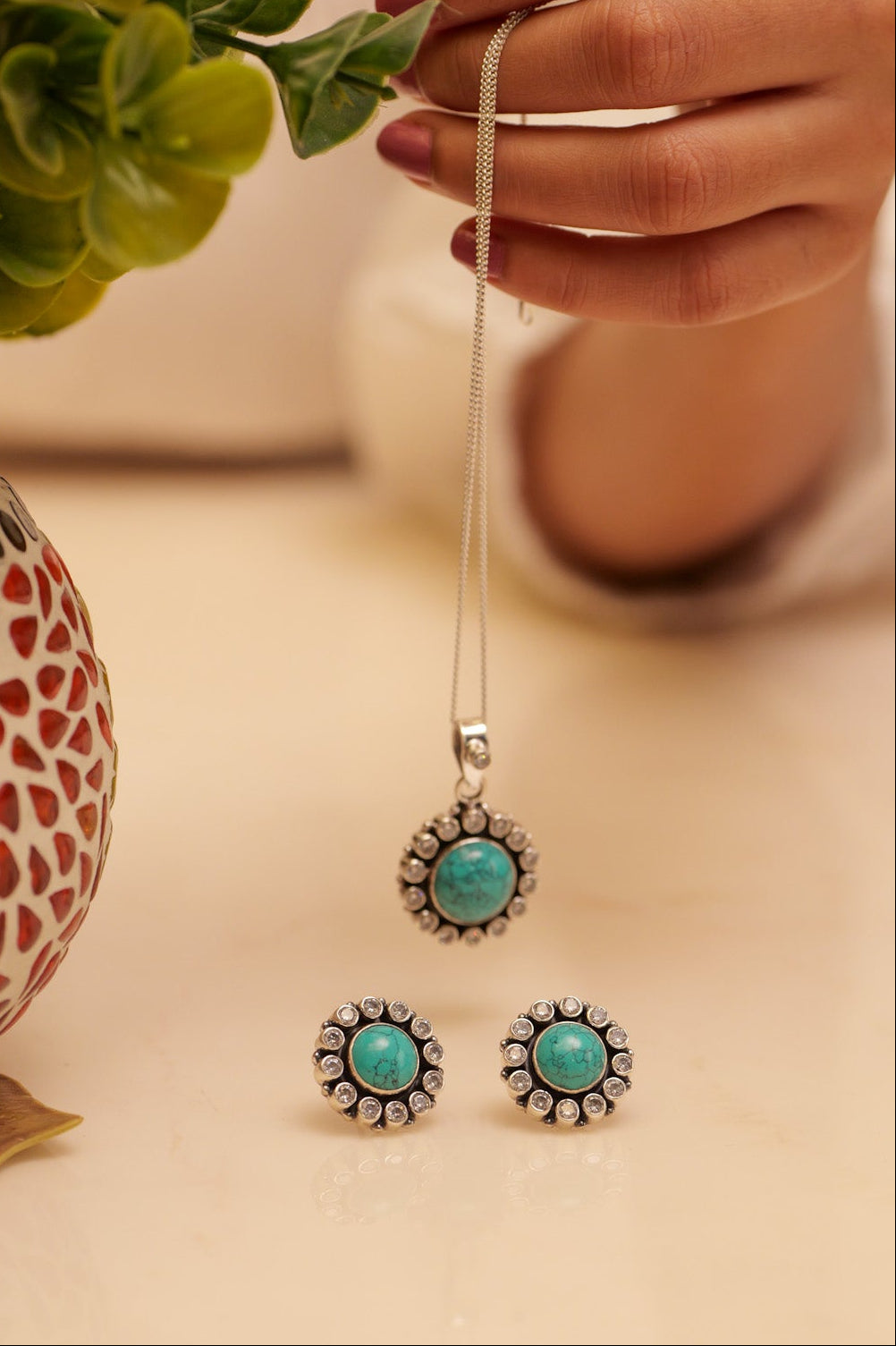 Aadhya Jadau Turquoise Necklace Set