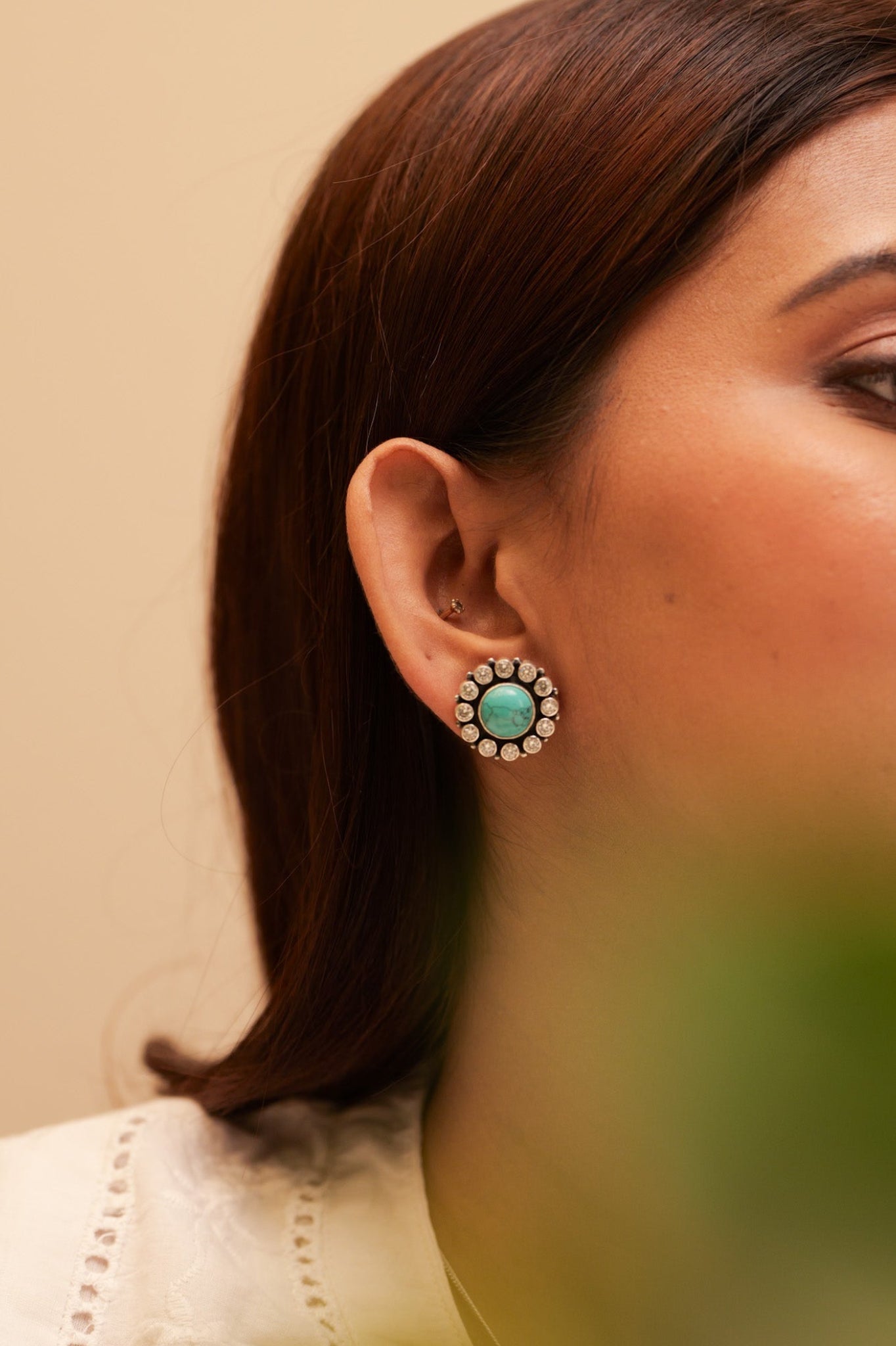 Aadhya Jadau Turquoise Studs