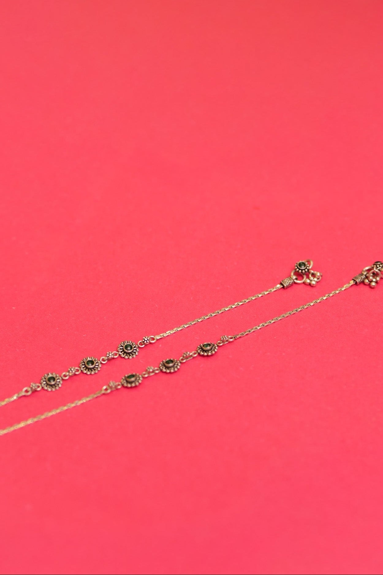 Aadhya Green Flower Anklet Pair