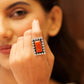 Classic Orange Jadau Cocktail Ring