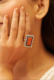 Classic Orange Jadau Cocktail Ring