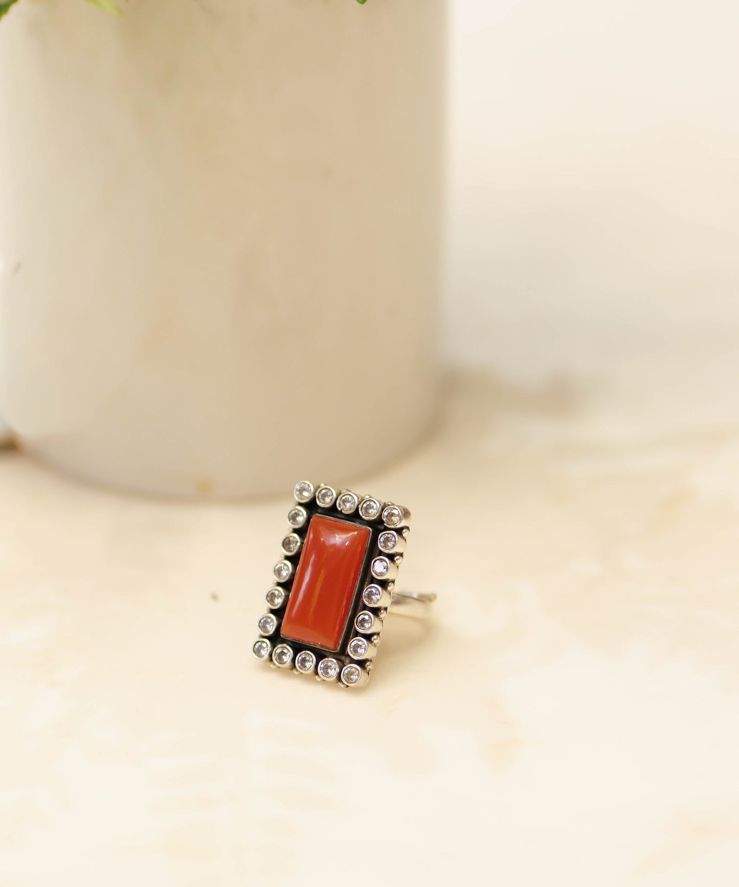 Classic Orange Jadau Cocktail Ring