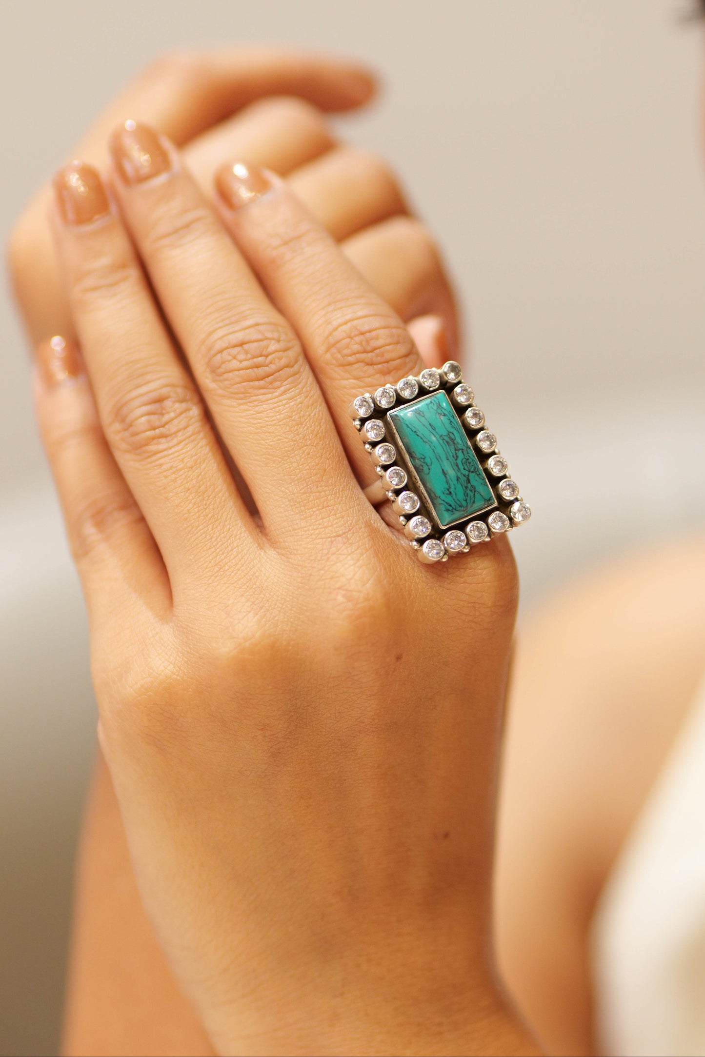 Classic Turquoise Jadau Cocktail Ring