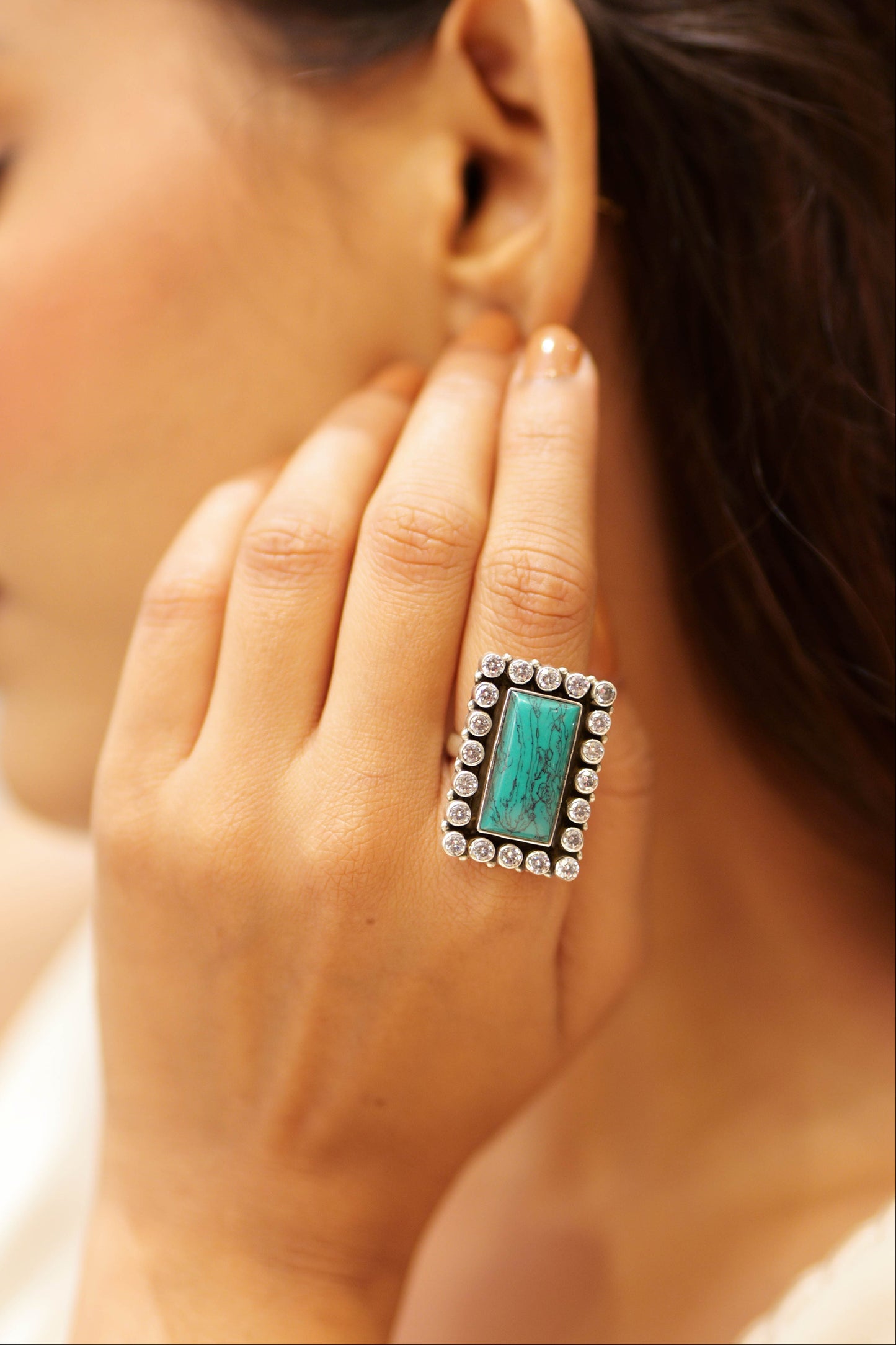 Classic Turquoise Jadau Cocktail Ring