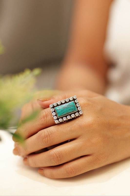 Classic Turquoise Jadau Cocktail Ring