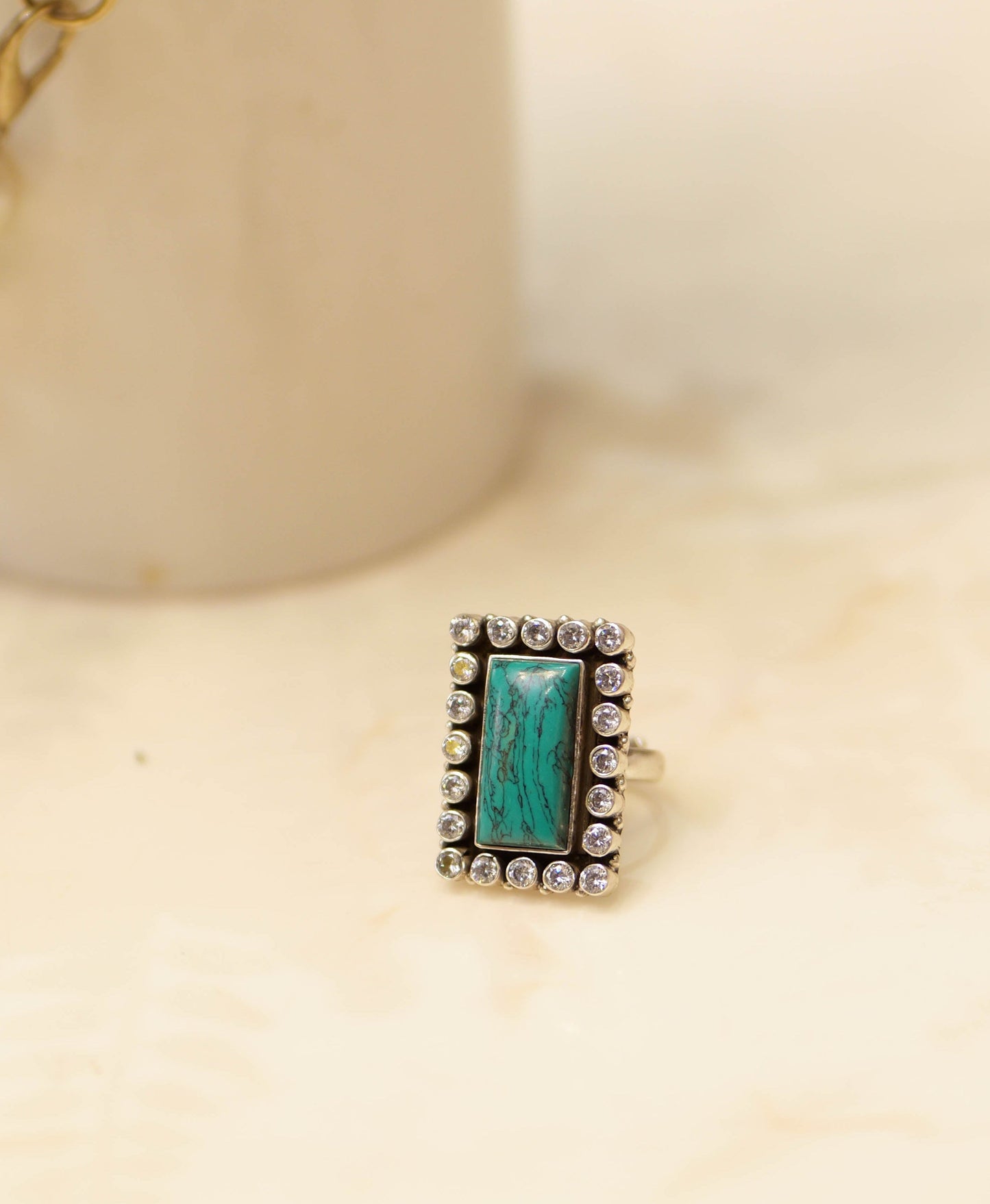Classic Turquoise Jadau Cocktail Ring