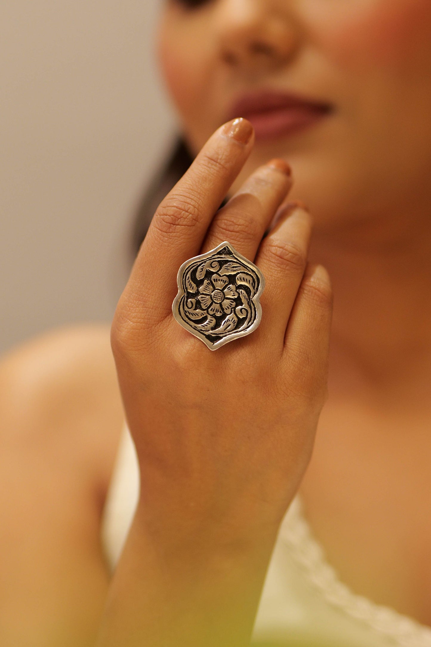 Anaya Floral Statement Chitai Ring