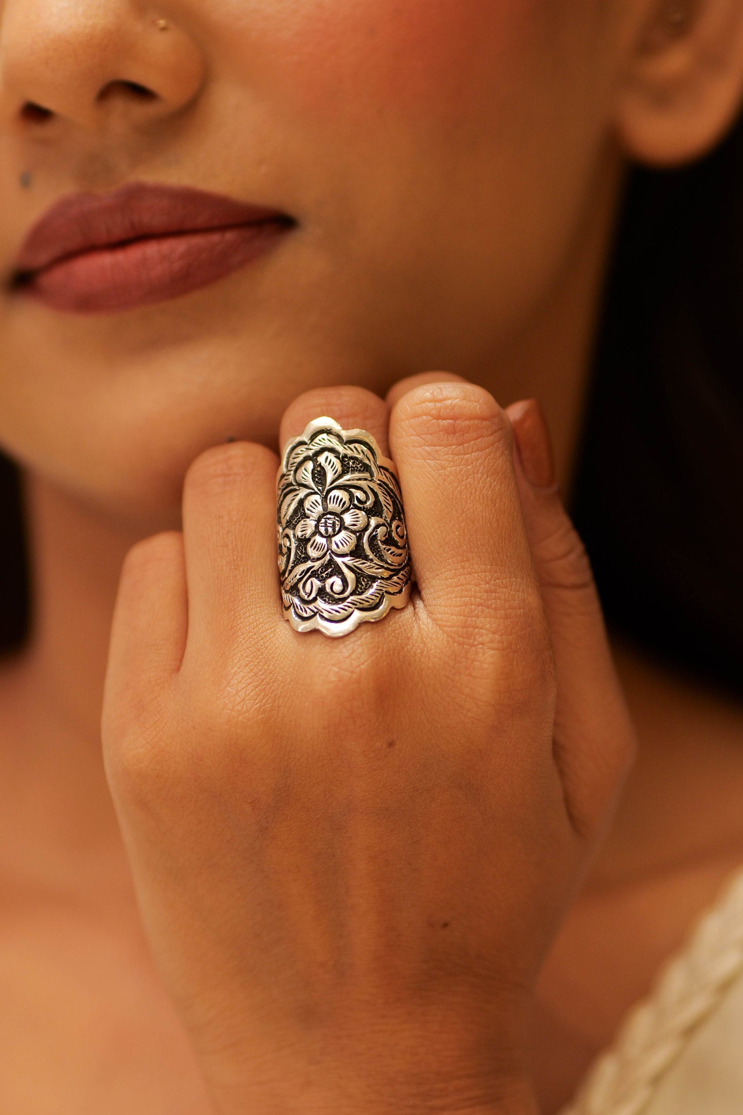 Anokhi Floral Chitai Statement Ring