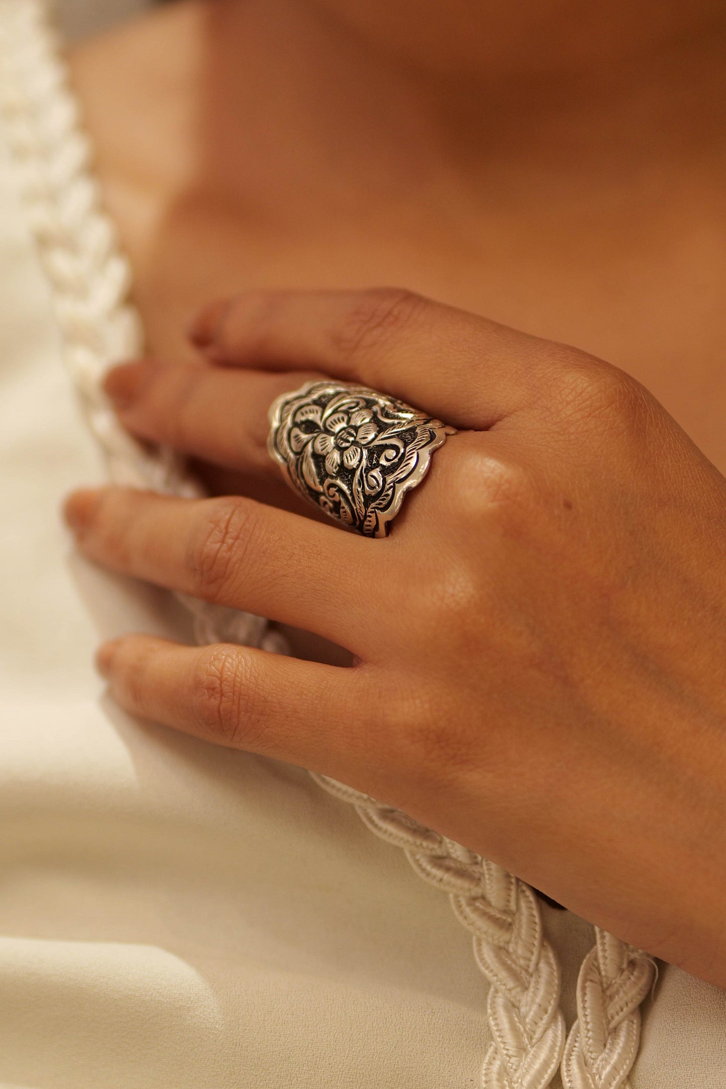 Anokhi Floral Chitai Statement Ring