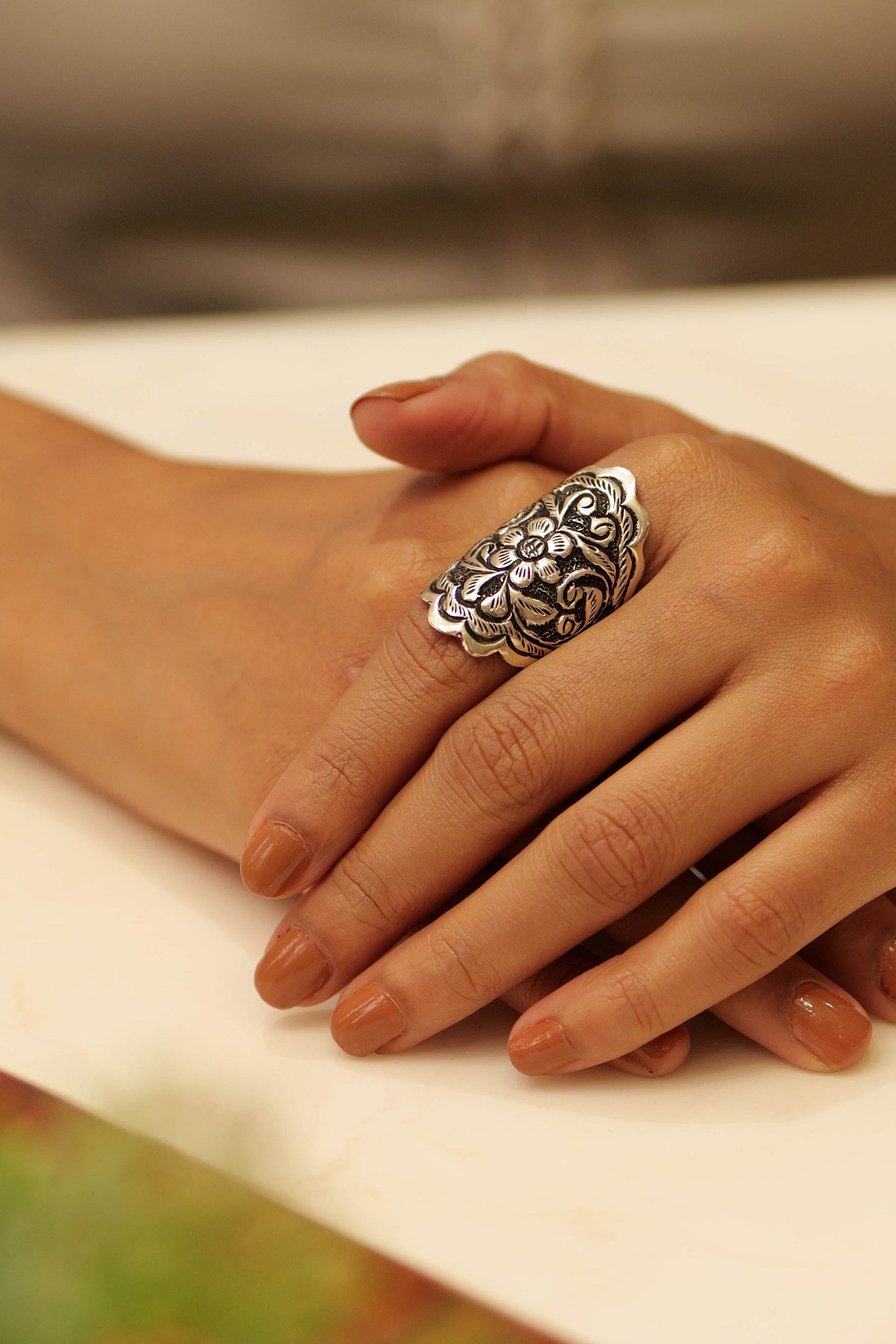 Anokhi Floral Chitai Statement Ring