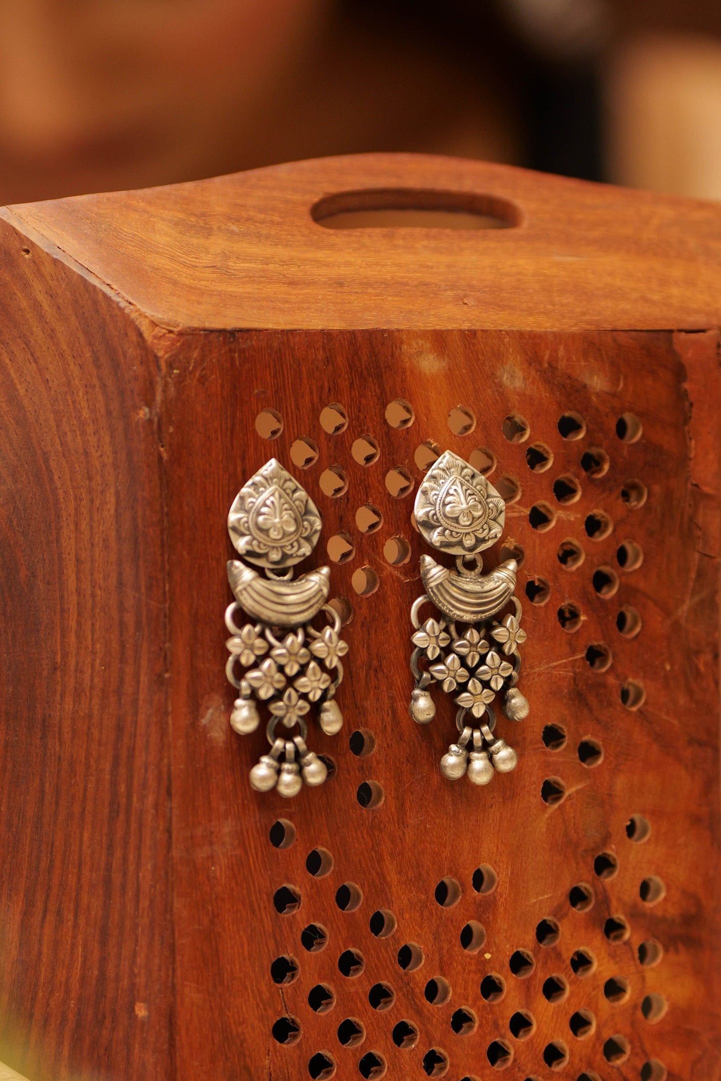Aadhya Floral Jali Ghungroo Earrings
