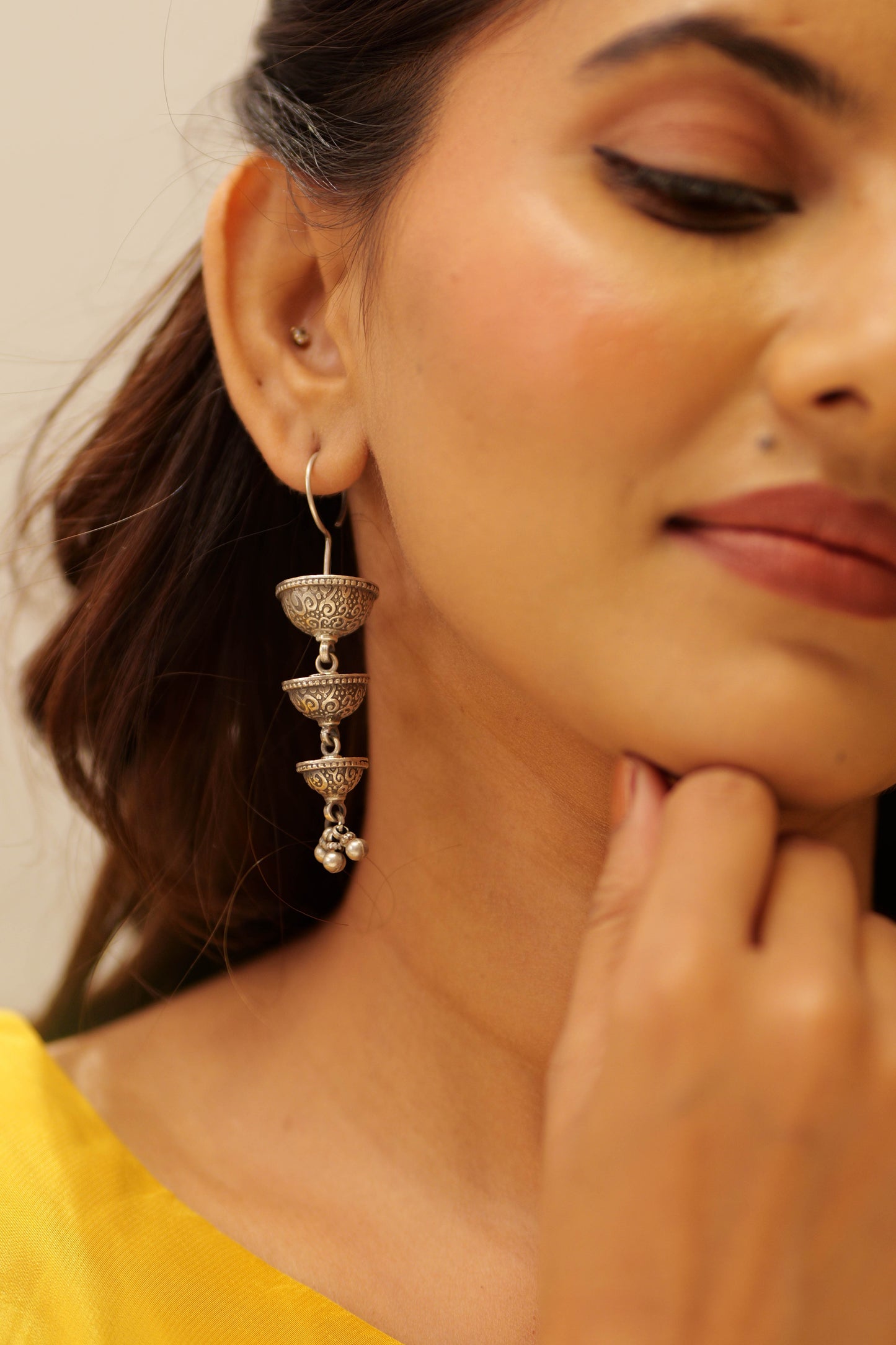 Aadhya Triple Jhumki Drop Earrings