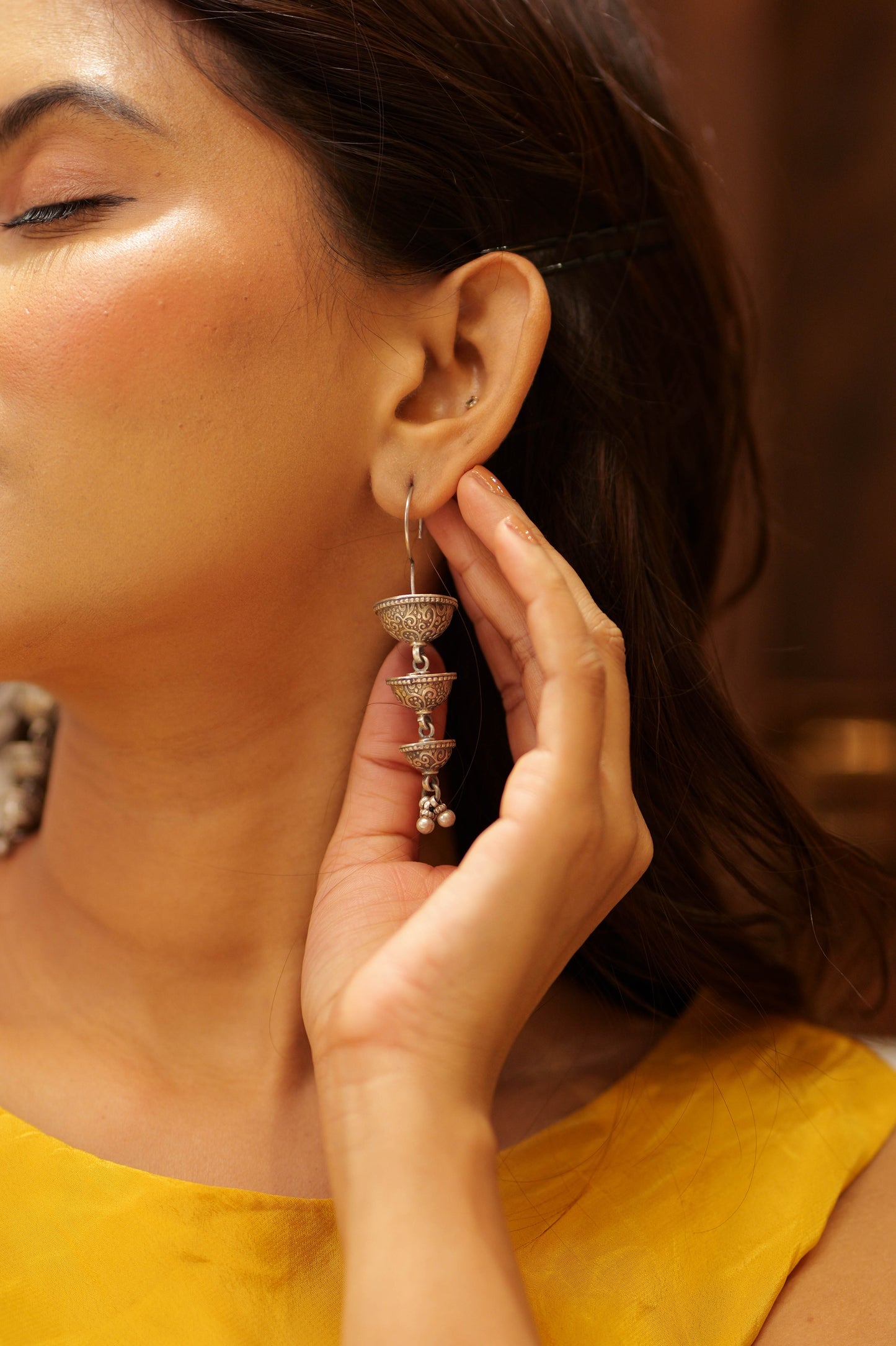 Aadhya Triple Jhumki Drop Earrings