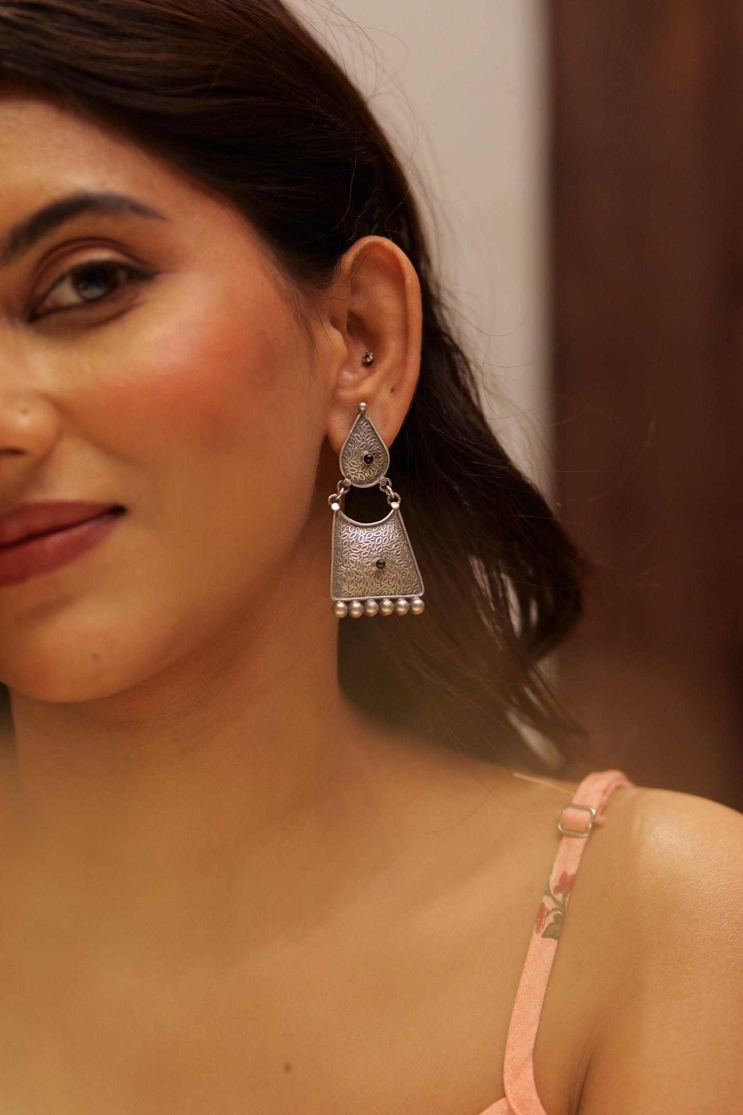 Aadhya Textured Paisley Drop Earrings