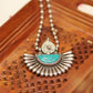 Aadhya Embossed Turquoise Petal Necklace